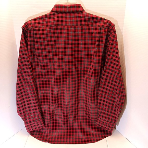 Lauren Ralph Lauren Red Plaid Slim Fit Non Iron Button Down Shirt Men 17 34/35 - Picture 6 of 10